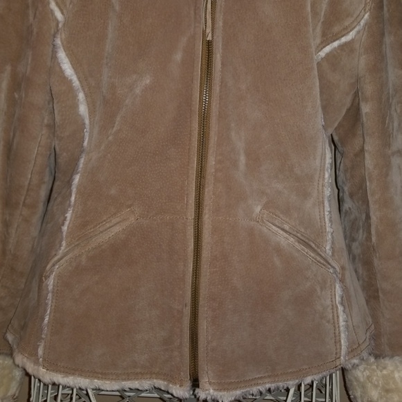 XOXO Tan Suede Shearling Hooded Jacket - Picture 5 of 8